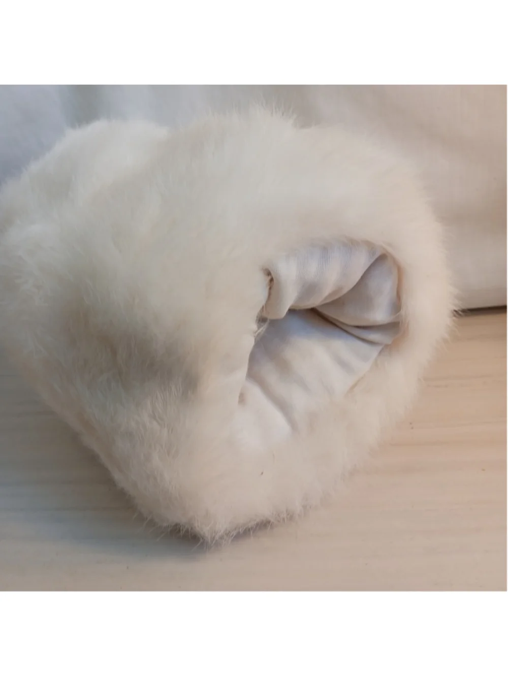 Vintage Childs Rabbit Fur Muff White Fur Muff Hand Warmer 8